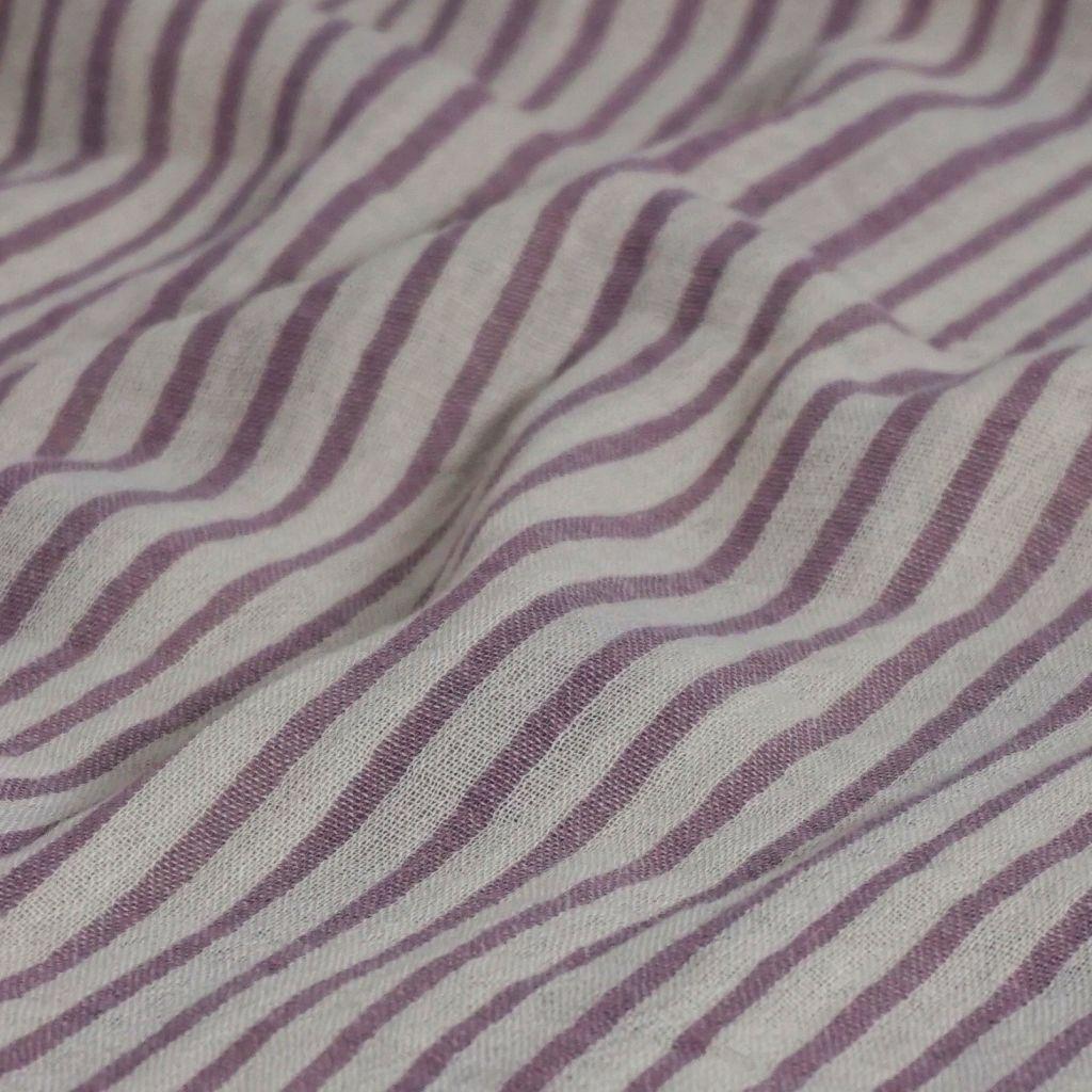 Preview: Musselin Double Gauze Doubleface Längsstreifen altrosa ecru